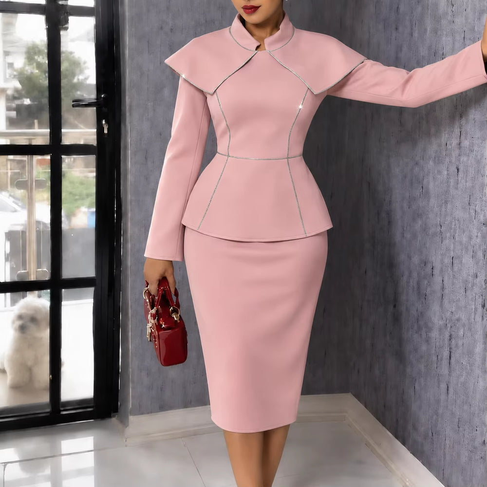 Autumwork clothingnew arrivalpure colorlong sleevesskirt silmruffles hip-hugginglong sleevedressdress