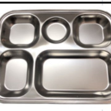 304 stainless steel lunch tray - five/six compartment, student/adult divided, thickened square meal plate/lunch box - direct from the manufacturer