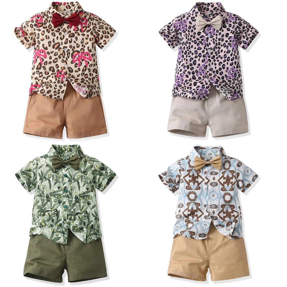 Kids' outfit: fresh print summer set for boys - new two-piece shirt set for baby boys, beach style floral shirt