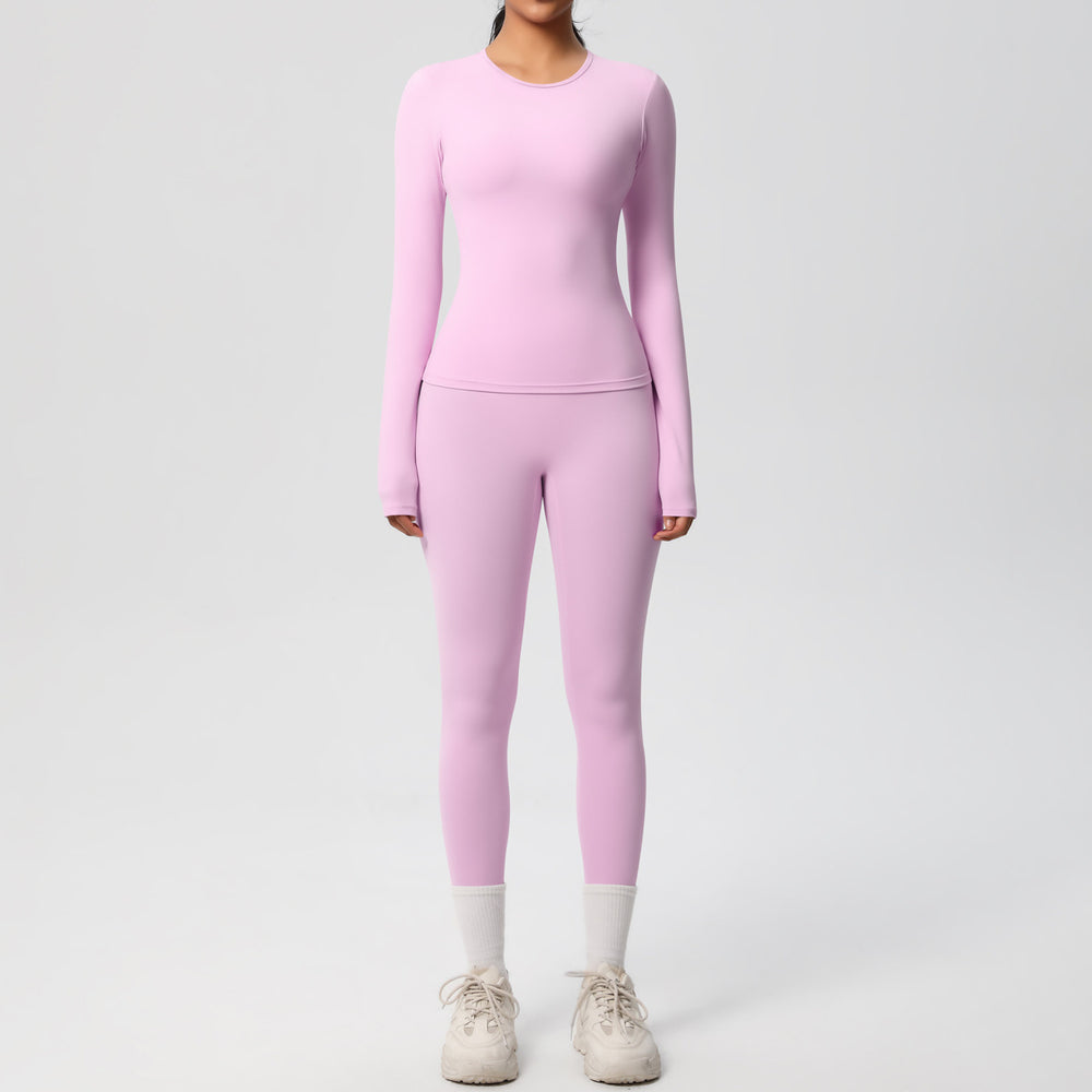 New arrival: european and american style solid color double-sided brushed breathable compression yoga set - 8 piece activewear set for running and fitness