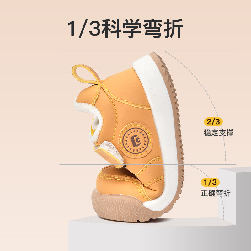 Toddler shoes for baby boys 0-1-3 years old, autumn/winter infant and toddler shoes, girls' shoes, soft sole functional fleece-lined thickened cotton shoes