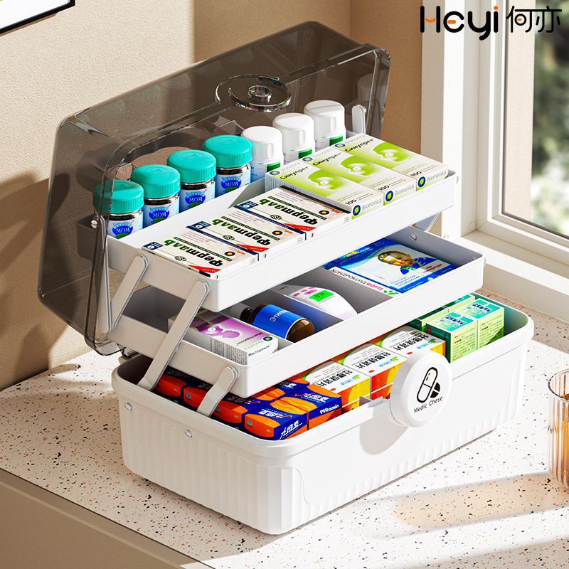 Medicine box Household large-capacity medical box Standing medicine packing box Student dormitory Multi-layer sundries storage box