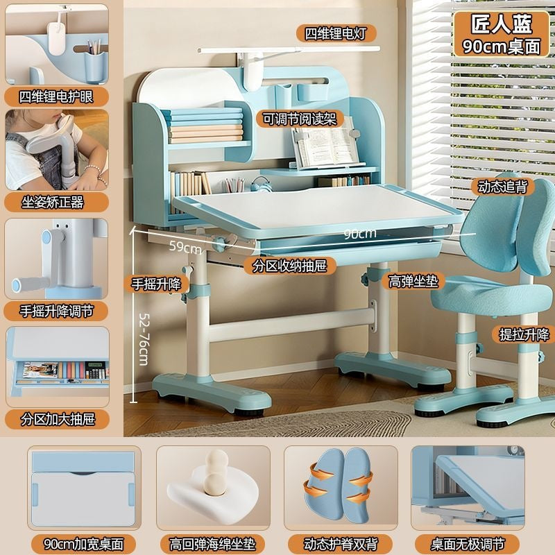 Children's study desk - adjustable height writing desk set for kids, students, and home use - perfect for homework and schoolwork