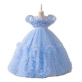 Ready-to-ship girls' evening gown long tulle dress flower girl wedding dress birthday party piano recital sweet elegant princess dress