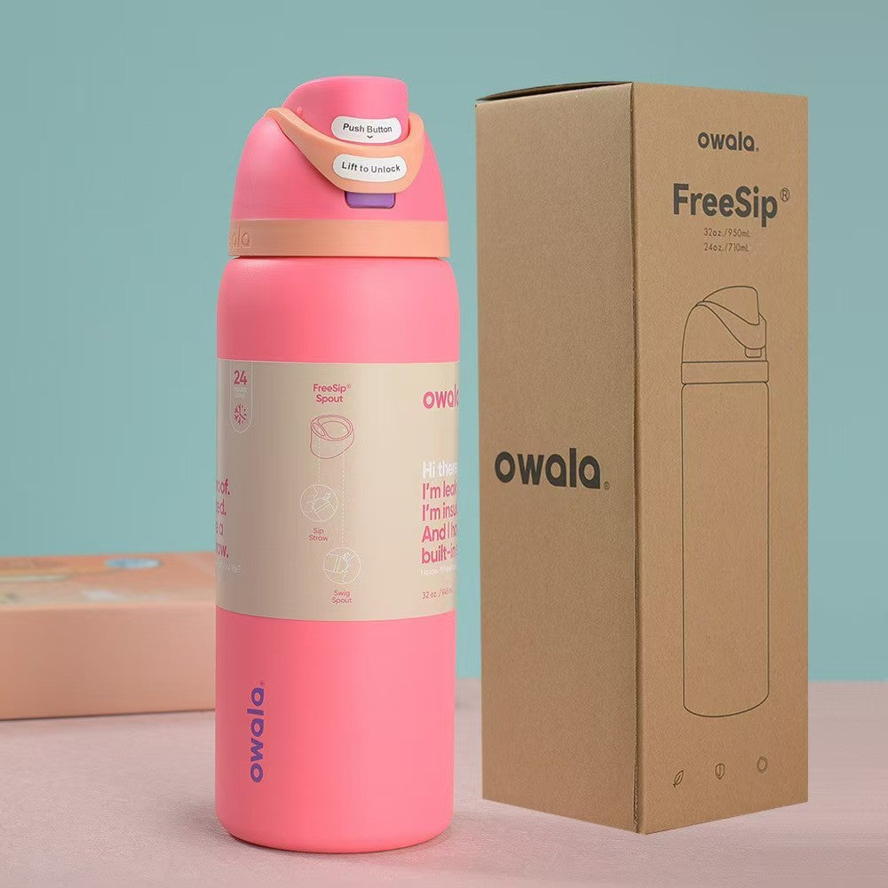 Amazon owala fruit cup large capacity 304 stainless steel vacuum thermos cup portable satchel sports water cup