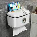 Bathroom sliding lid tissue box wall-mounted multi-functional towel storage rack punch-free waterproof roll paper storage box