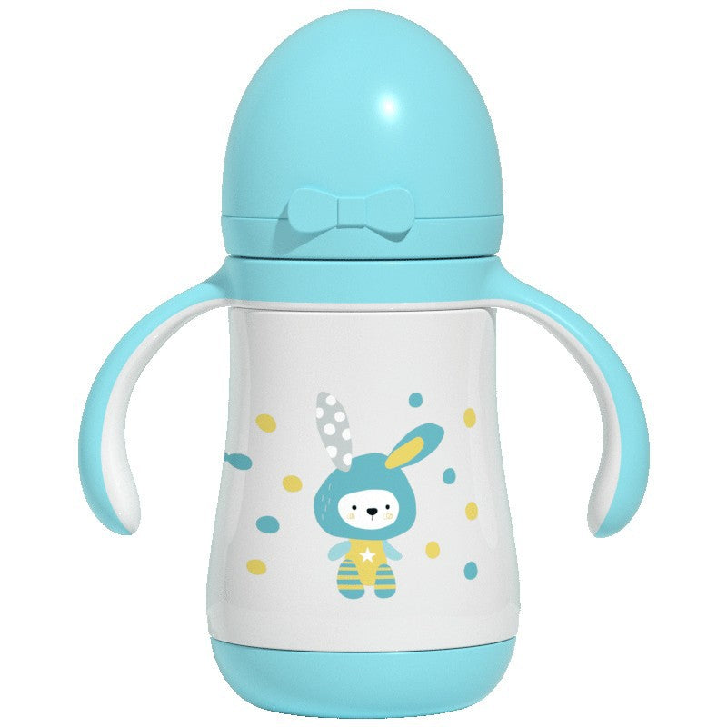 Large-capacity straw cup, milk bottle, 316 stainless steel water cup, kids thermos cup, baby learning cup, duckbill dual-use
