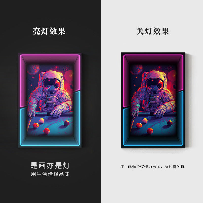Black eight ball astronaut billiard hall wall decoration painting luminous billiard room hanging painting chess and card club atmosphere light painting