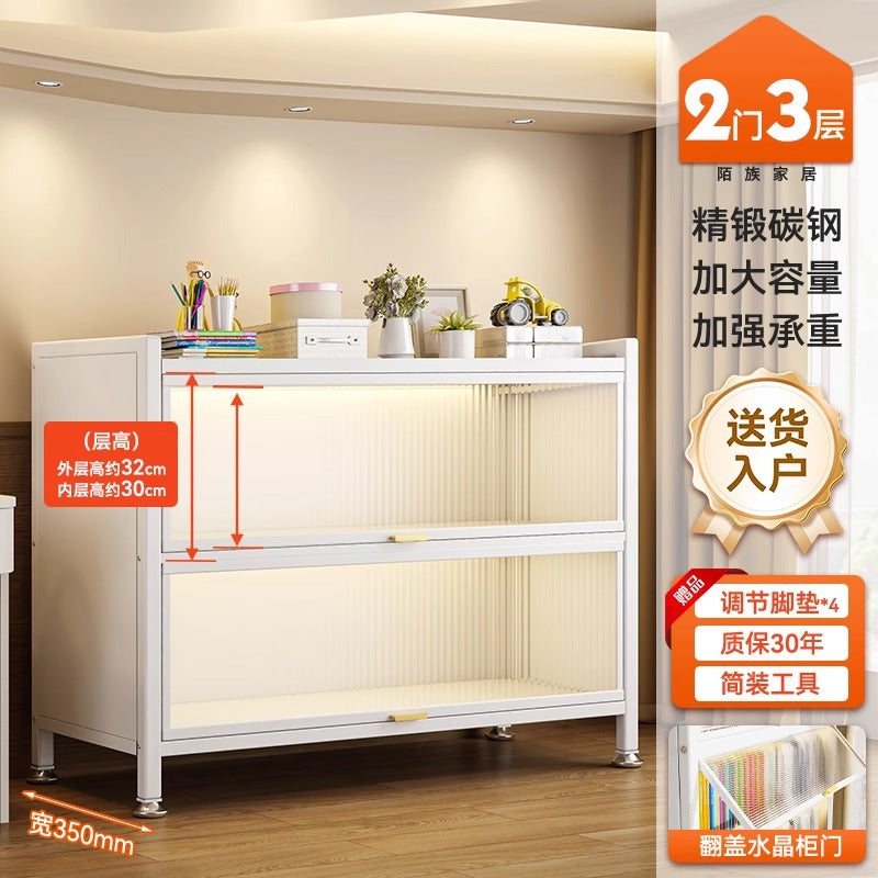Steel dust-proof bookcase for home door multi-layer entrance cabinet large-capacity storage cabinet entrance flip-up door multi-layer storage