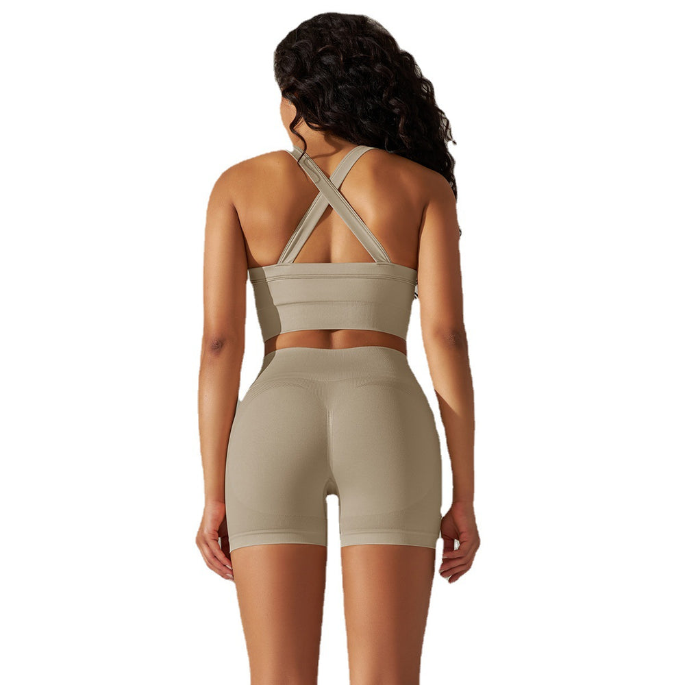 new arrival seamless yoga clothes cross back sports bra high waist tummy control butt lifting pants fitness sports suit