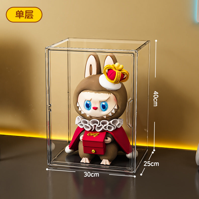 Figure blind box storage display box labubu POP MART storage box transparent dust model toy display box