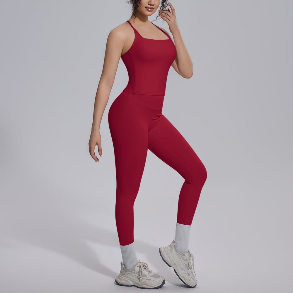 new arrival nude tight-fitting yoga clothes high waist hip lift quick-drying sports beautiful back outdoor running fitness clothes suit