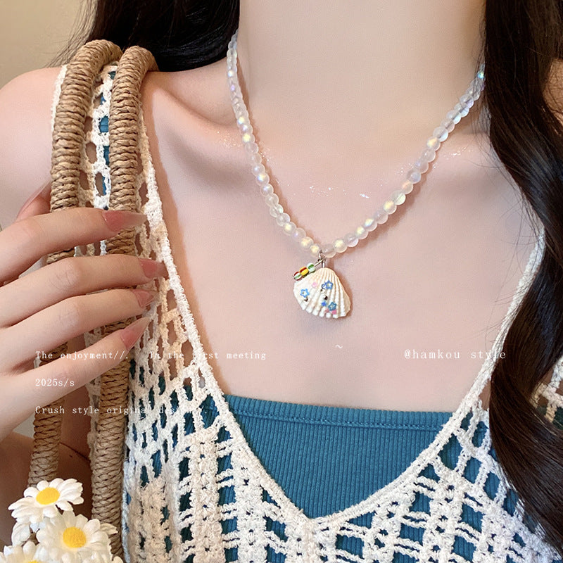 Beach vacation style starfish shell necklace for women 2026 new style classyaccessible luxuryniche style clavicle chain accessories