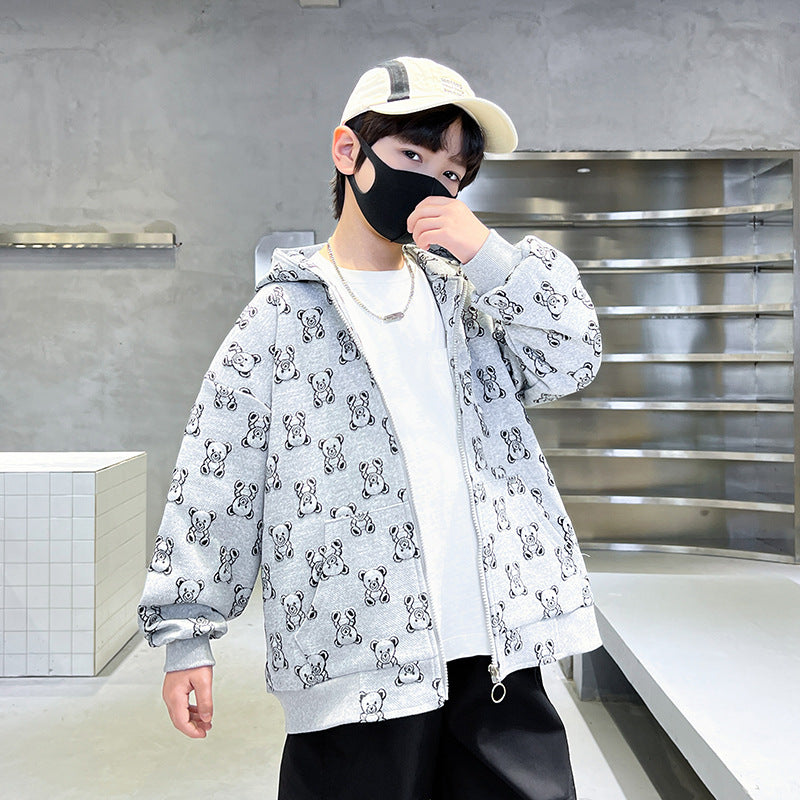 Boys' spring hooded sweatshirt -  new collection - kids' spring top - mid-to-large size - spring/autumn style - stylish and trendy for boys