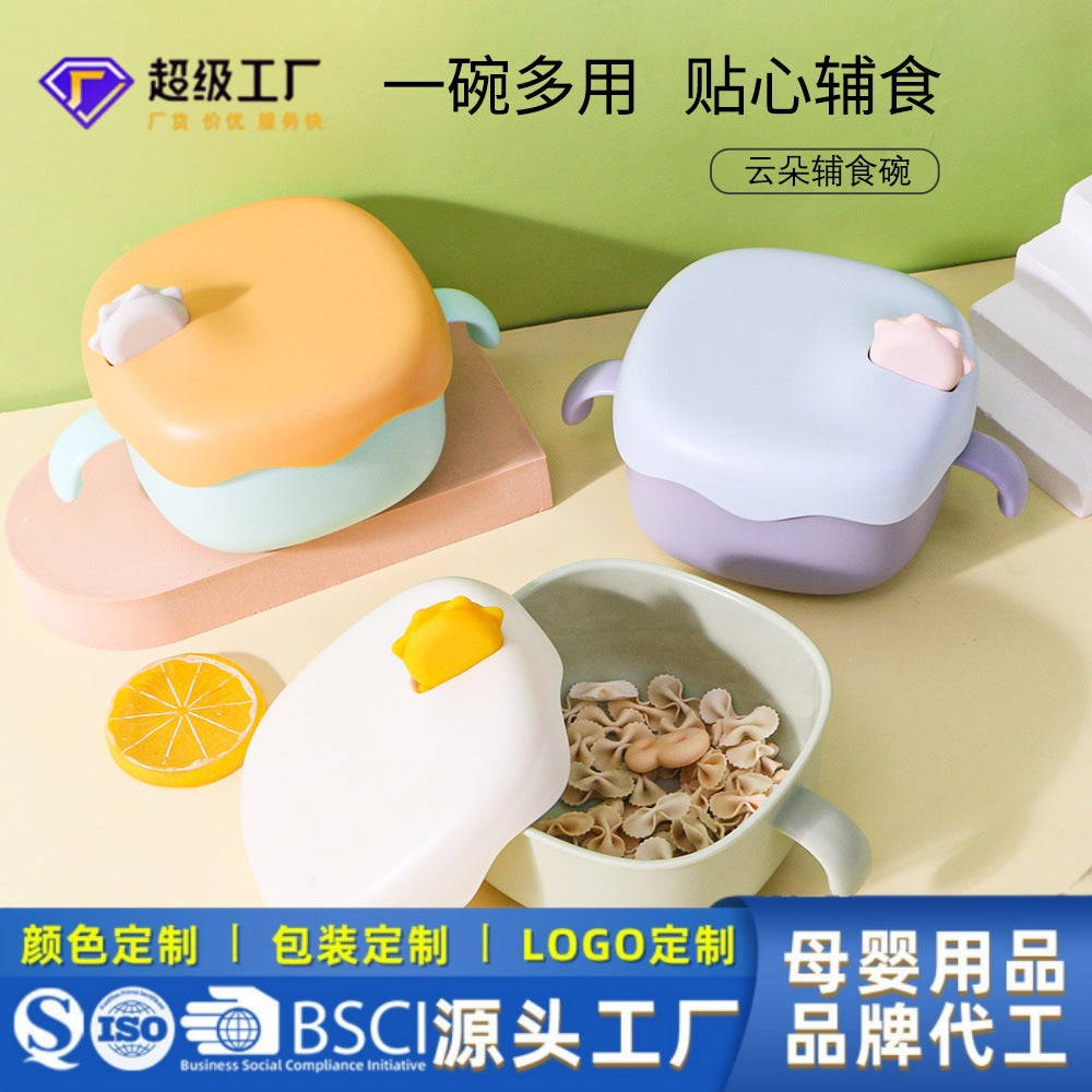 Kids' bowl and utensil set - baby bowl with handles, straw bowl, portable multifunctional feeding bowl for infants