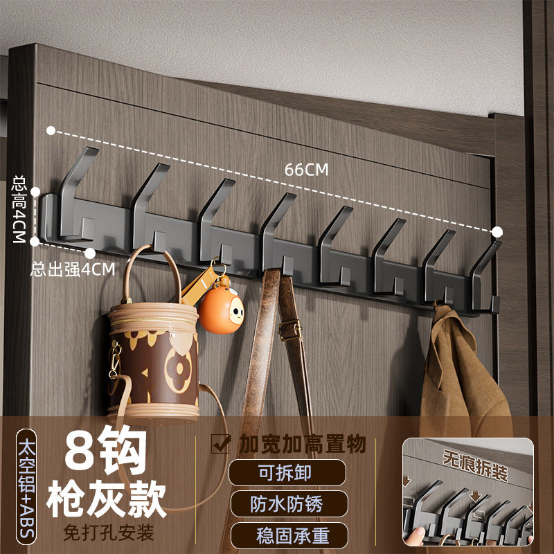 Space aluminum hook, punch-free door back coat hook, wall-mounted fixed wall coat hook, entrance hall coat rack