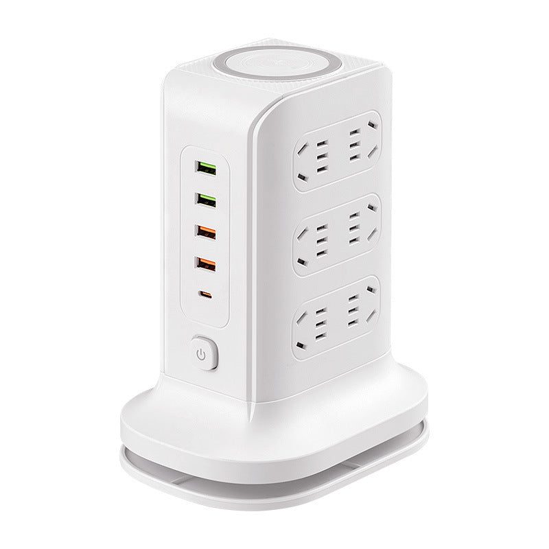 Wireless charging power strip smart home multi-outlet socket with built-in cables, multi-function student usb power board