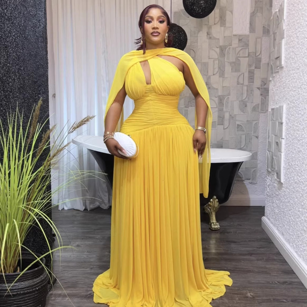 European and american cross-border women's fashion:  summer new arrival - elegant ruched ribbon dress, slim-fit evening gown, long dress