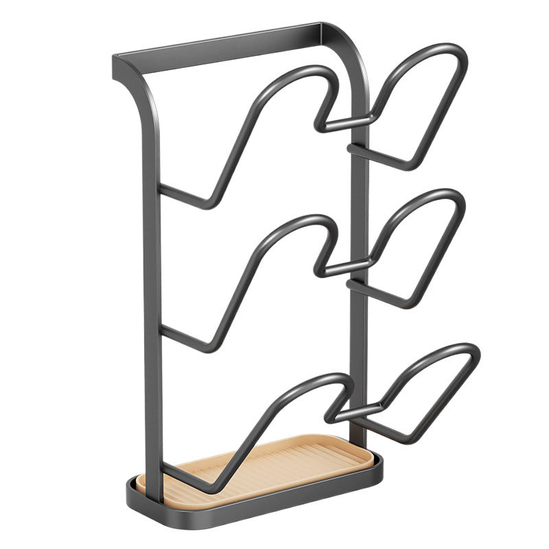 Wall-mounted pot lid rack - no drilling required, multi-tier kitchen organizer for pot lids, cutting boards, and colanders