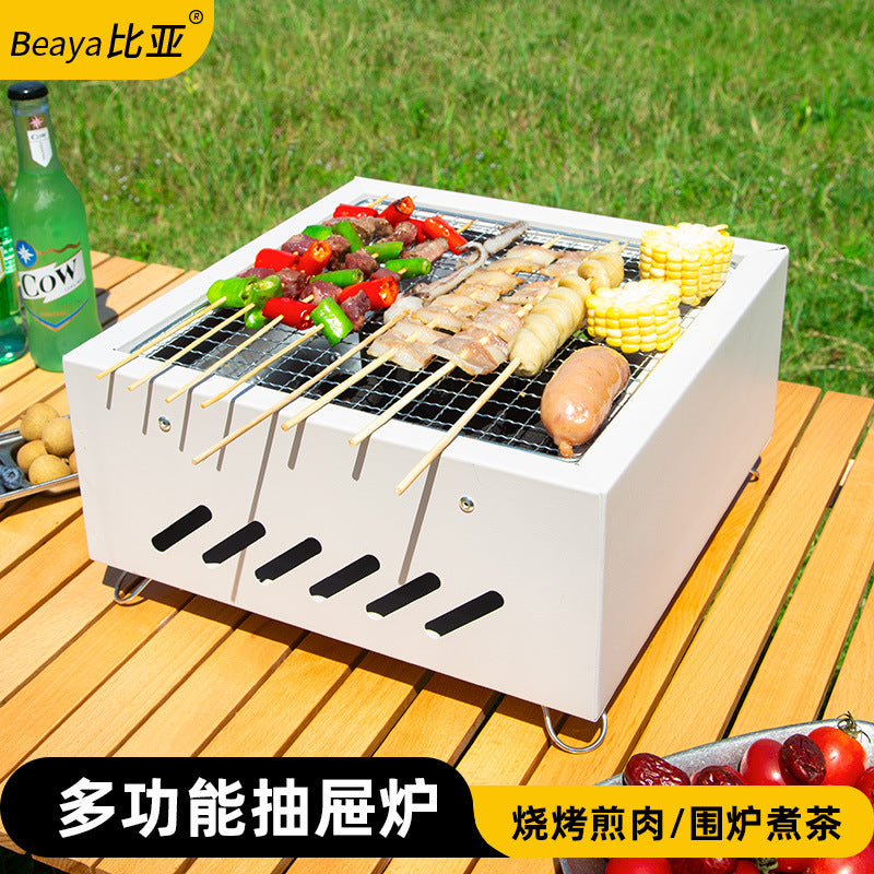 Multifunctional outdoor bbq grill set - portable charcoal grill for camping, home, patio, and backyard use