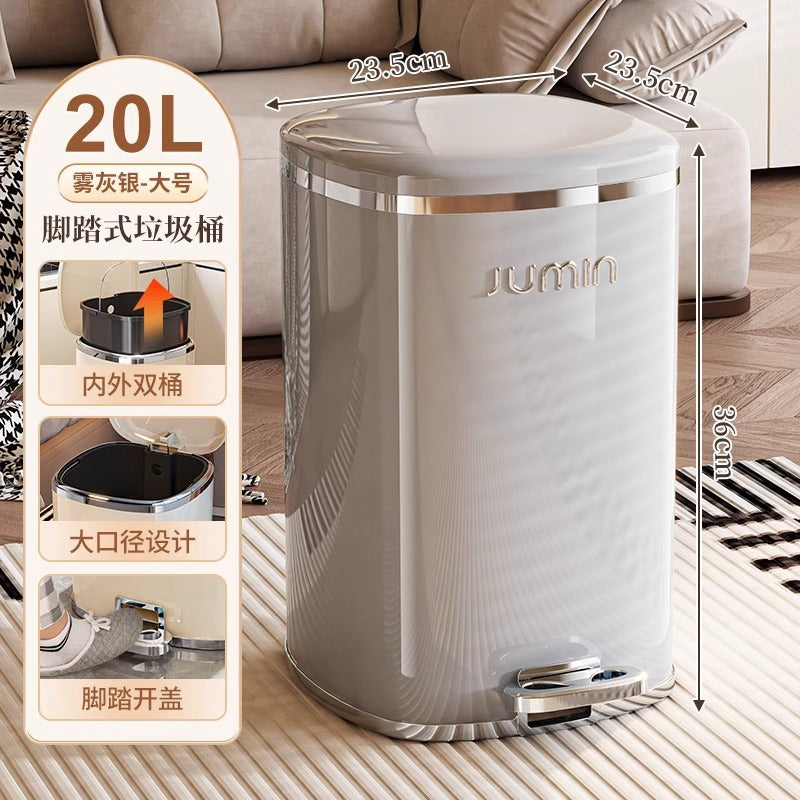 Luxury trash can - large, step-on, lidged - perfect for home, living room, kitchen, bedroom, and bathroom. plastic storage bin