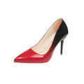 Plus size women's fashion high heels, stiletto heel 6-8cm, color block pointed toe work shoes, patent leather fashion pumps