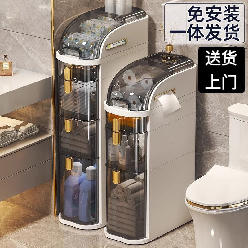 Bathroom slit storage cabinet drawer type toilet narrow slit storage cabinet plastic bathroom slit cabinet ultra-narrow narrow side cabinet