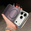 compatible iphone 17 pro gradient carbon fiber plaid phone case, apple 15 magnetic pc protective cover, iphone 16