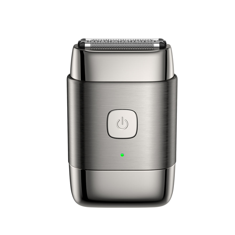 New reciprocating electric shaver with alloy housing, floating triple-blade head, and portable design for men