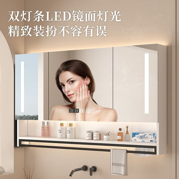 Bathroom mirror cabinet Wall-mounted with backlight Anti-fog makeup mirror Bathroom mirror Storage rack Separate smart mirror cabinet