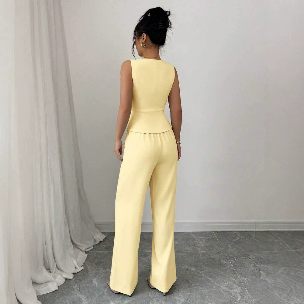 new women's cross-border elegance workwear v-neck button-down pants jumpsuit
