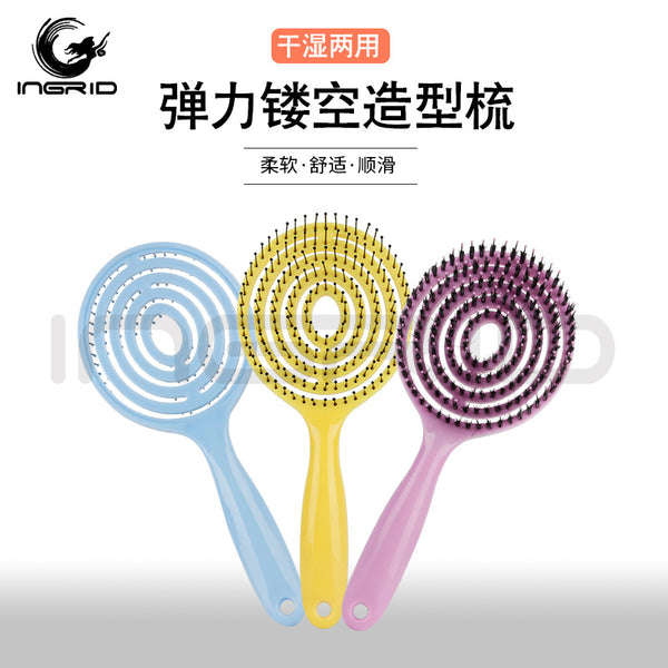 Cross-border elastic hollow molding comb wet and dry hair care curly hair comb hair salon special hair products mosquito coil comb