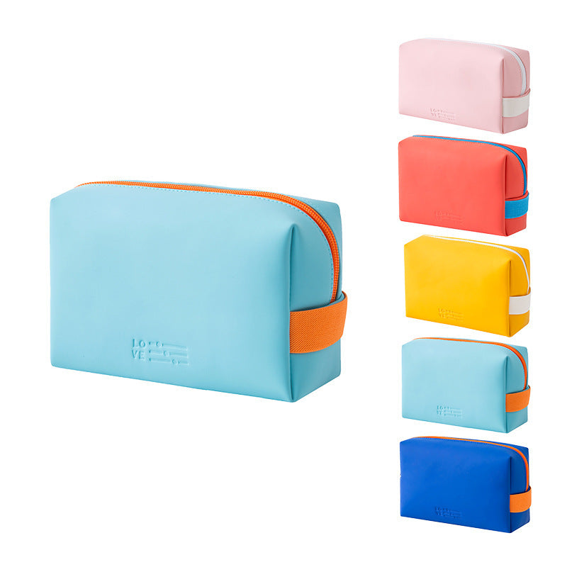Popular Color PU Cosmetic Bag Portable ins Wind Cute Hand Wash Bag Waterproof Travel Cosmetics Storage Bag
