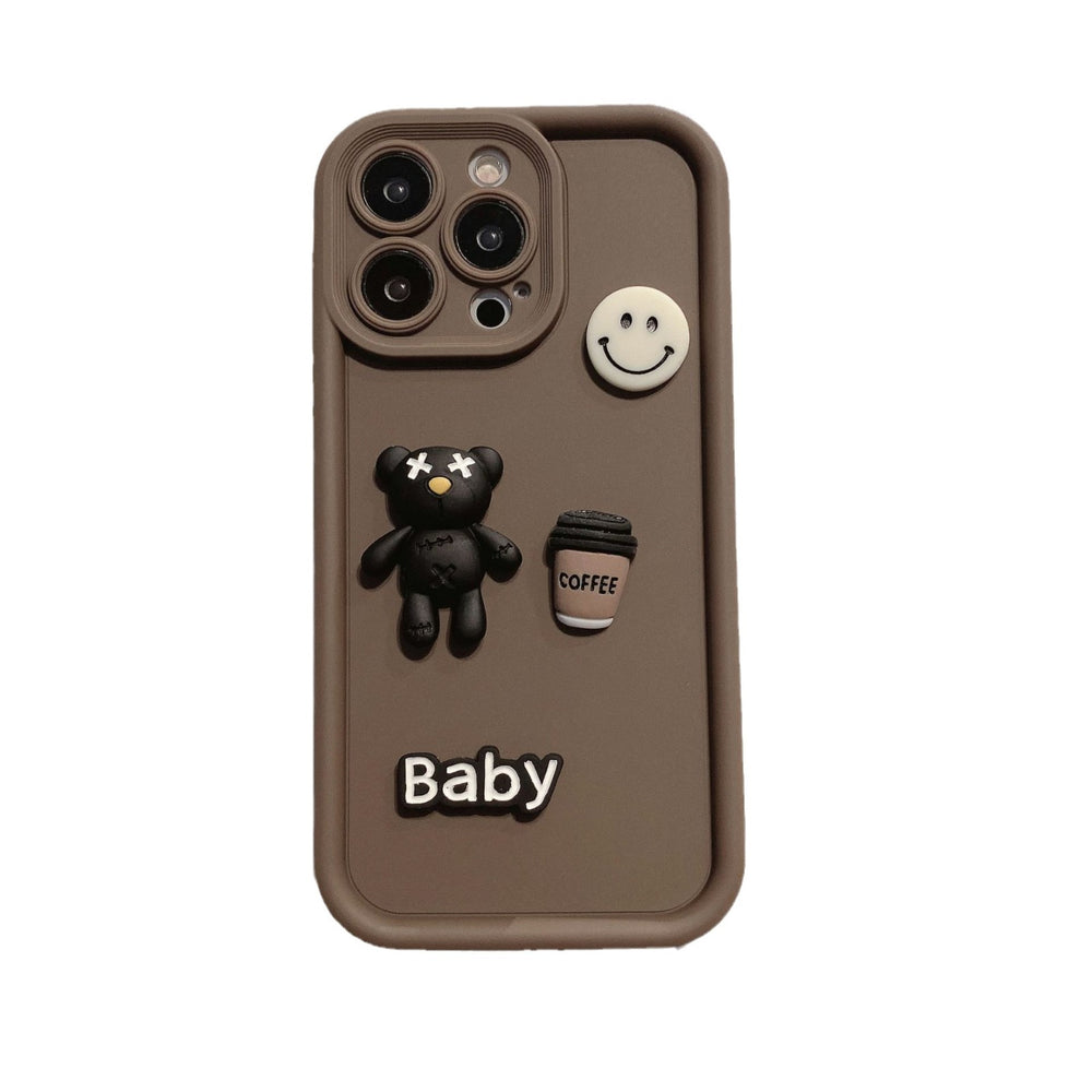Gaozhu is suitable for apple 16pro stereo smiley face violent bear mobile phone case iphone12/11/xr all-inclusive protection