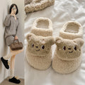 Trendy casual bear slippers for women - new autumn/winter collection, perfect for outdoor wear, dorm room, warm and thickened lambswool cotton shoes, couple's style