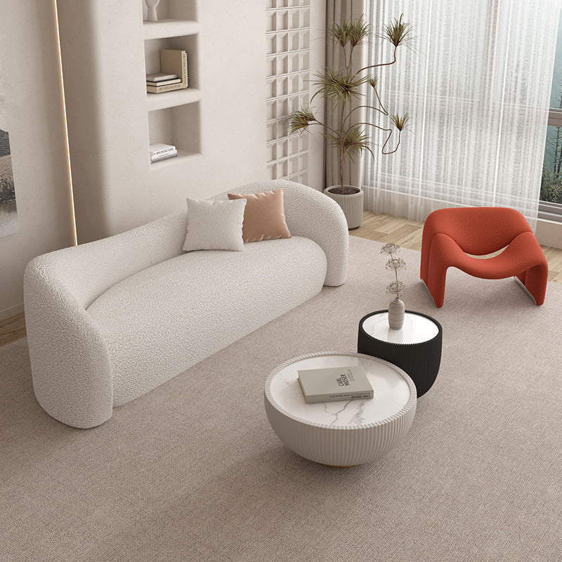 Cream nordic sofa, irregular shape, suitable for small living rooms, modern minimalist style, ideal for beauty salons and rest areas, perfect for compact spaces