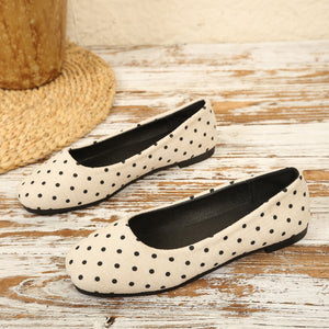 summer new french square toe ballet flats polka dot mary janes women's fabric in-stock size 43