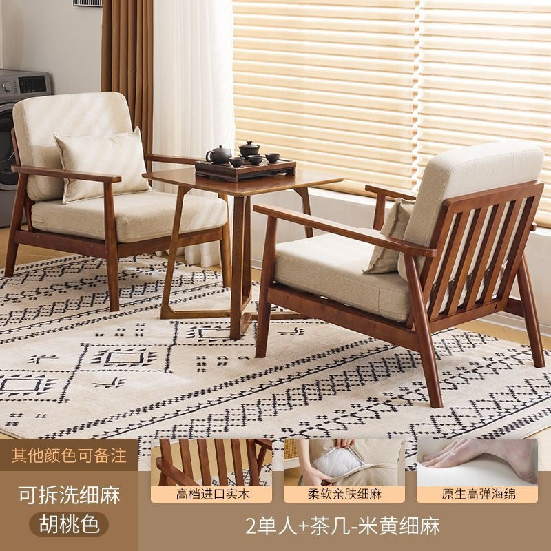Balcony tea table and chair combination small apartment one table and two chairs household solid wood simple three-piece set reading and drinking tea cp