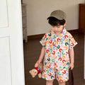Dopamine colorful print kids' short-sleeve shirt summer set, infant casual shorts two-piece outfit, korean style