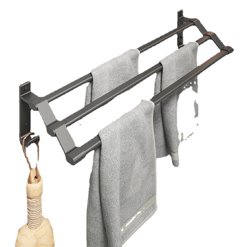 Punch-free towel rack space aluminum multi-layer bath towel rack bathroom gun gray towel rack bathroom wall hanging rod