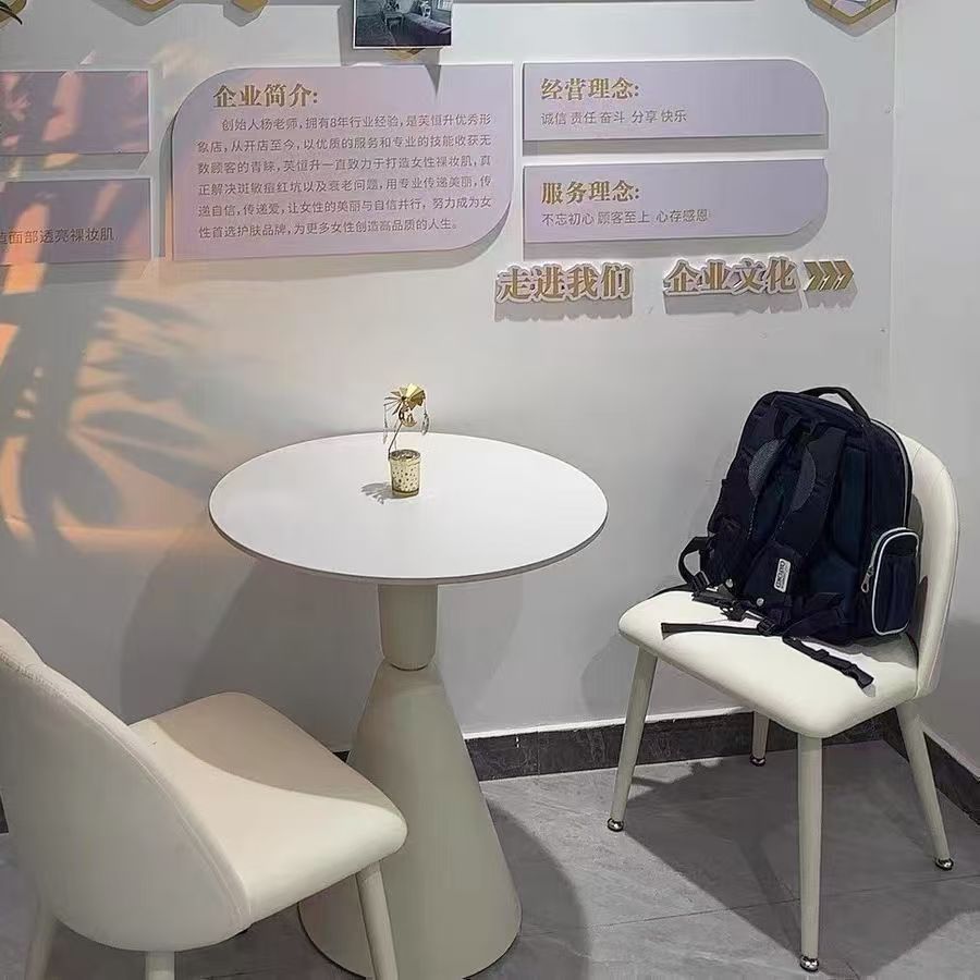 Cream style slate round table accessible luxury negotiation table and chair combination for home living room casual reception table and chair package wholesale