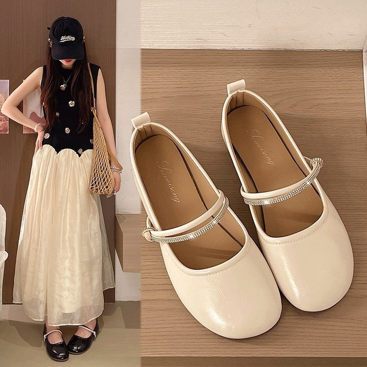 french chic flats: women's  autumn new arrivals - mary janes, flat, soft style, solid color