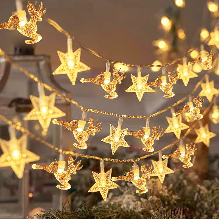LED elk christmas tree snowflake star string festive decorative lights christmas atmosphere small lights flashing lights indoor