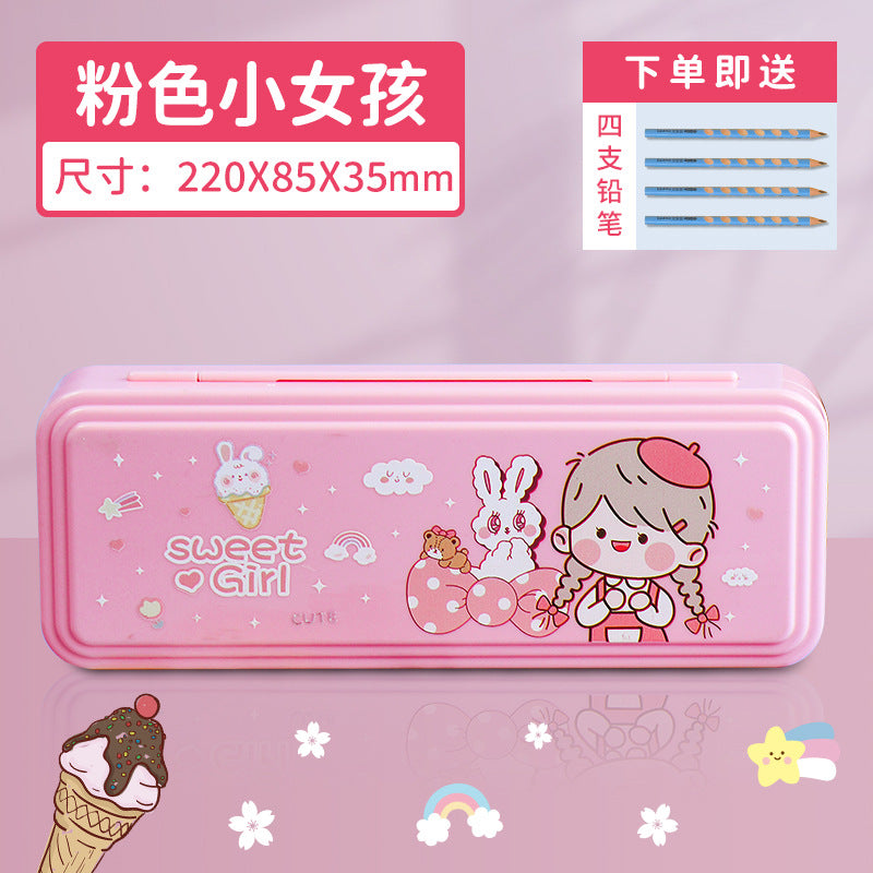 Student stationery box wholesale children's cartoon cute astronaut plastic waterproof pencil case multi-functional combination lock pencil case