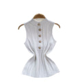 Classy sense of knittingtops women's elegant half turtleneck breasted silmshort stretch tight sleeveless vest bottom shirt