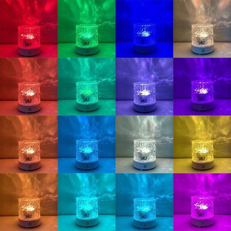 Starmoontablelamp cylindrical water ripple light shadow dynamic atmosphere light rotate projection aurora light