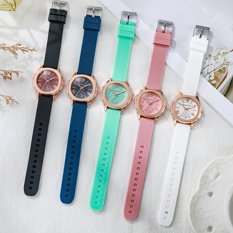 Trendy korean style quartz watch for women - elegant wristwatch with silicone strap - wholesale student watches