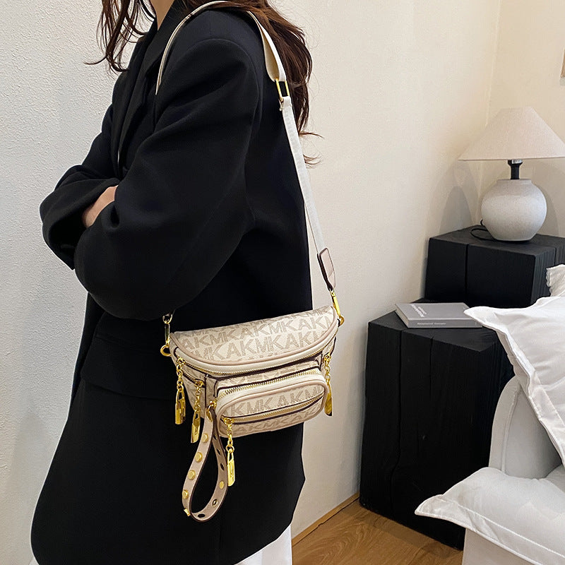 women's bag 2025 new mini chic versatile fashion retro multi-layer zipper shoulder crossbody chest bag