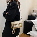 women's bag 2025 new mini chic versatile fashion retro multi-layer zipper shoulder crossbody chest bag