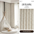 Cute cartoon kids' room curtains - boys & girls bedroom thickened blackout eco-friendly antibacterial cotton linen printed fabric